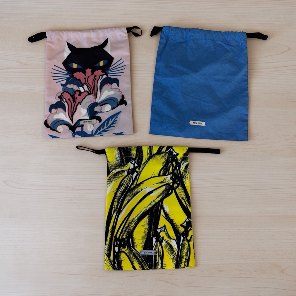 Authentic Miu Miu and Prada Set of Drawstring Bags